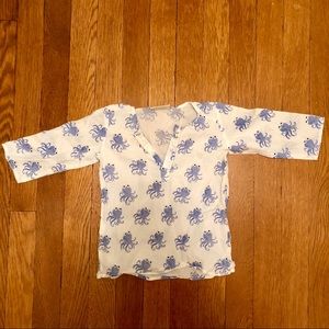 12 Month Cute Octopus Shirt in White & Blue